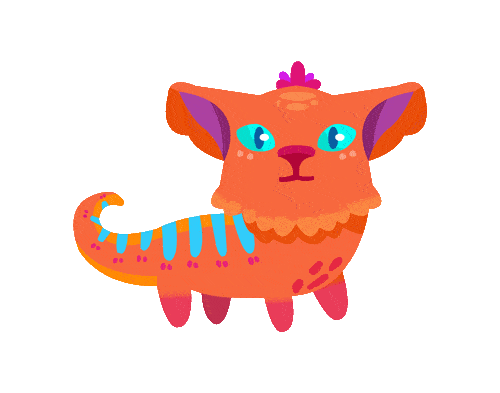 Curioso Cat Lizard with tail and ears wagging animation